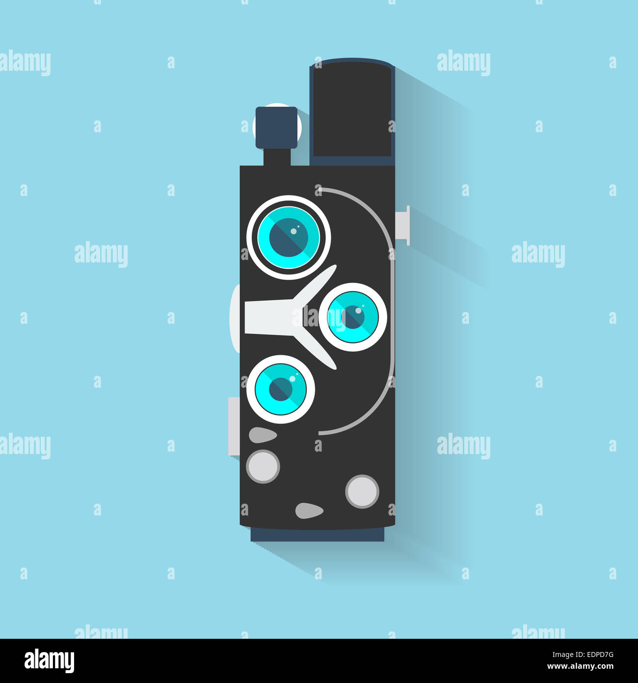 Flat design long shadow icon of vintage camera Stock Photo - Alamy