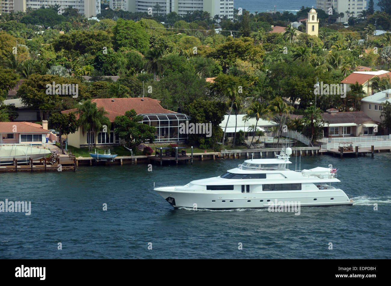 Expensive yacht on the waterways of Fort Lauderdale, Florida Stock