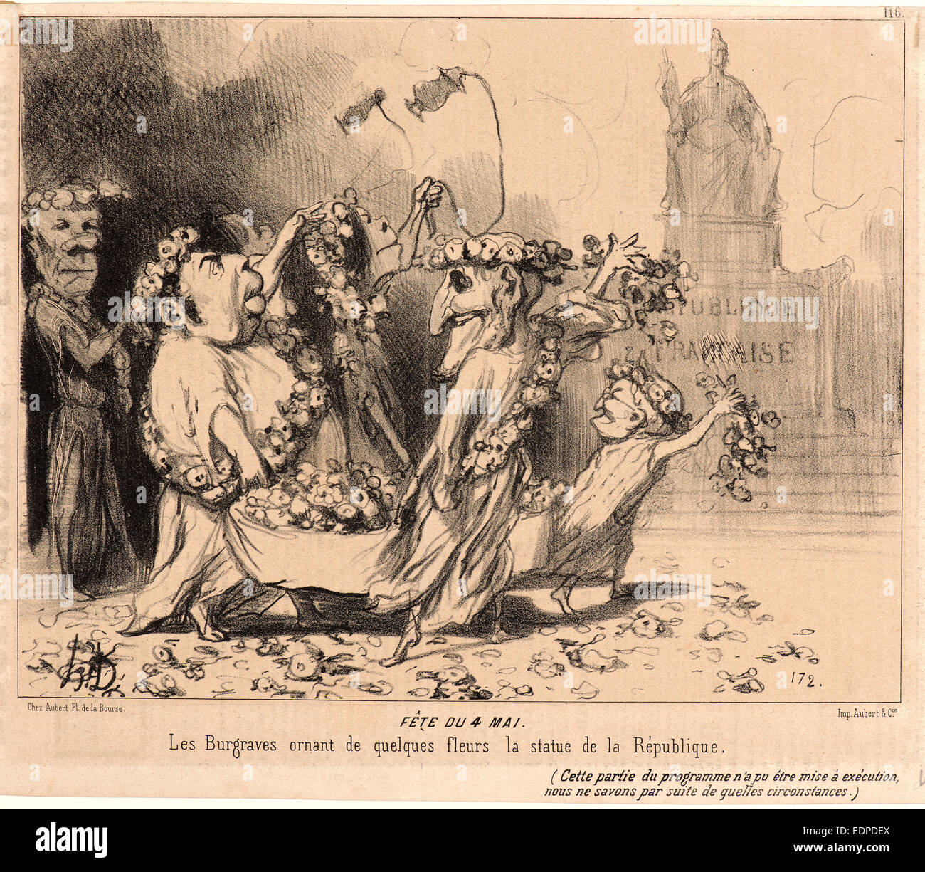Honoré Daumier (French, 1808 - 1879). Fête du 4 Mai, 1850. From Actualités. Lithograph on wove newsprint paper Stock Photo