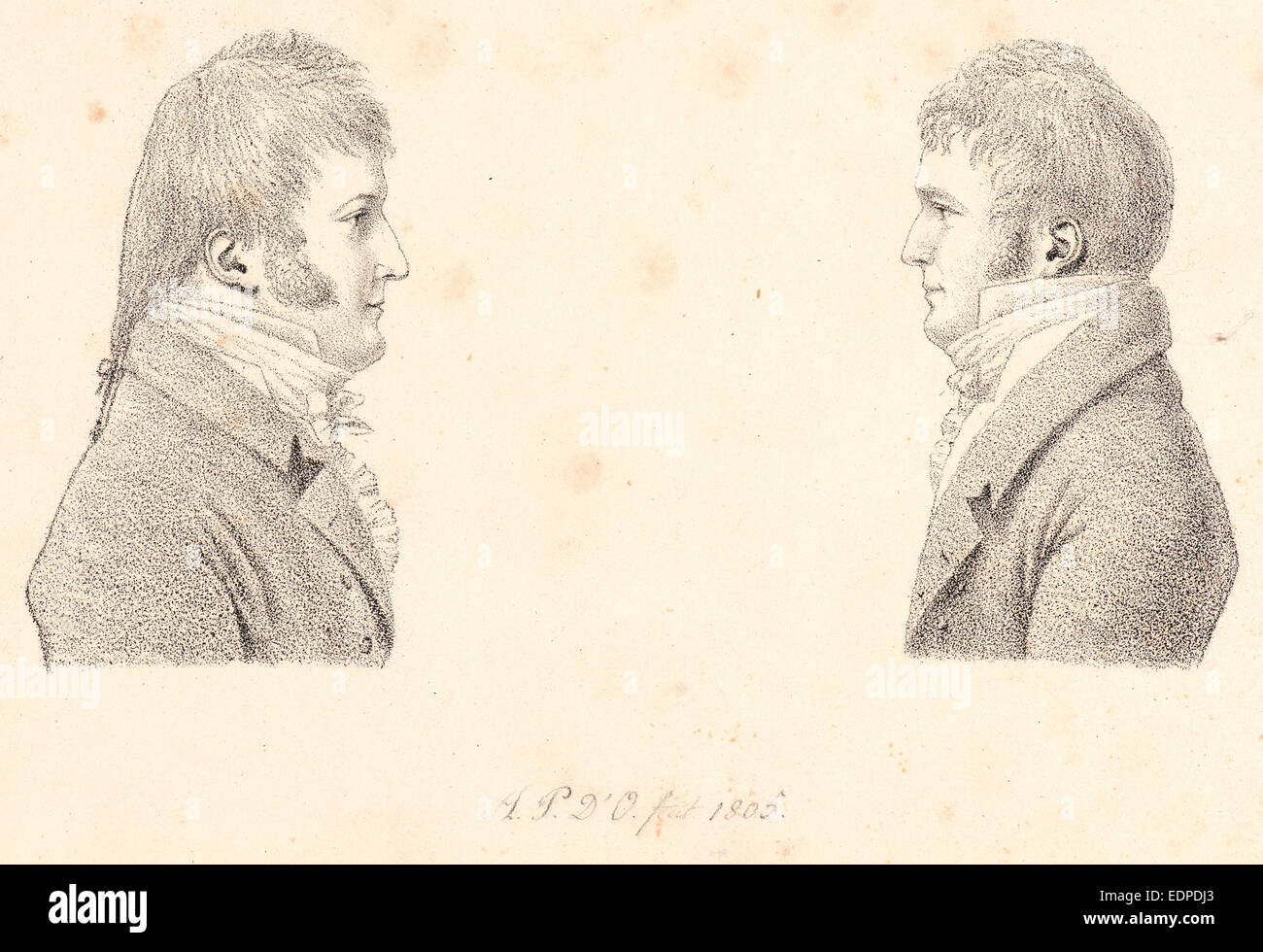 Duc de Montpensier (French, 1775 - 1807). Portraits of Louis-Philippe, Duc d'Orleans and Antoine-Philippe d'Orleans, 1805 Stock Photo