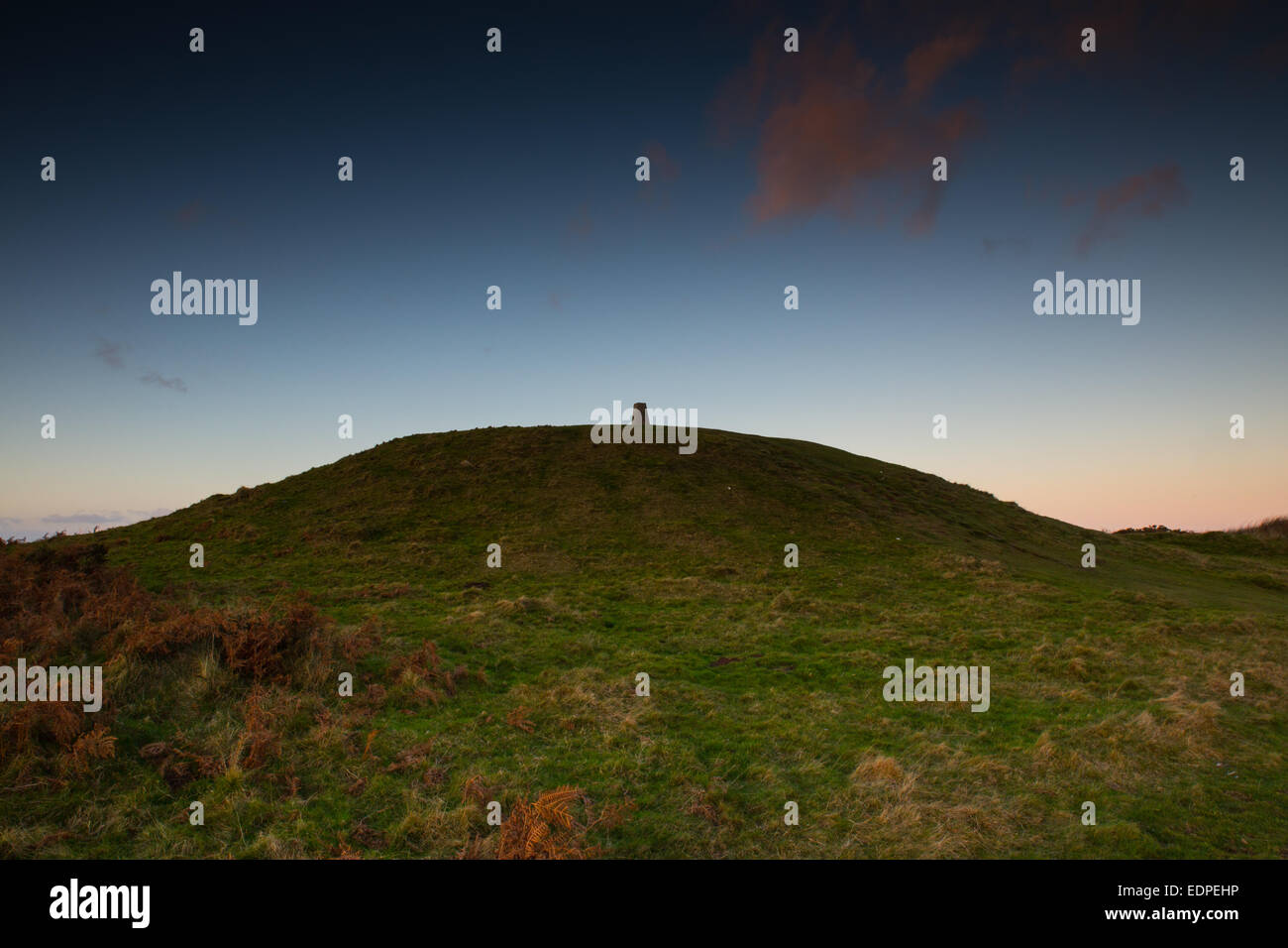 Burial mound on Garth Hill, North of Cardiff, at sunset Stock Photo Alamy