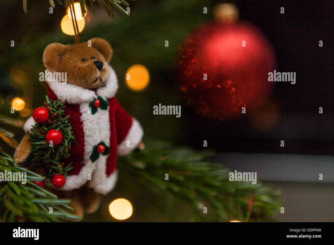 Teddy bear Christmas tree decoration Stock Photo Alamy