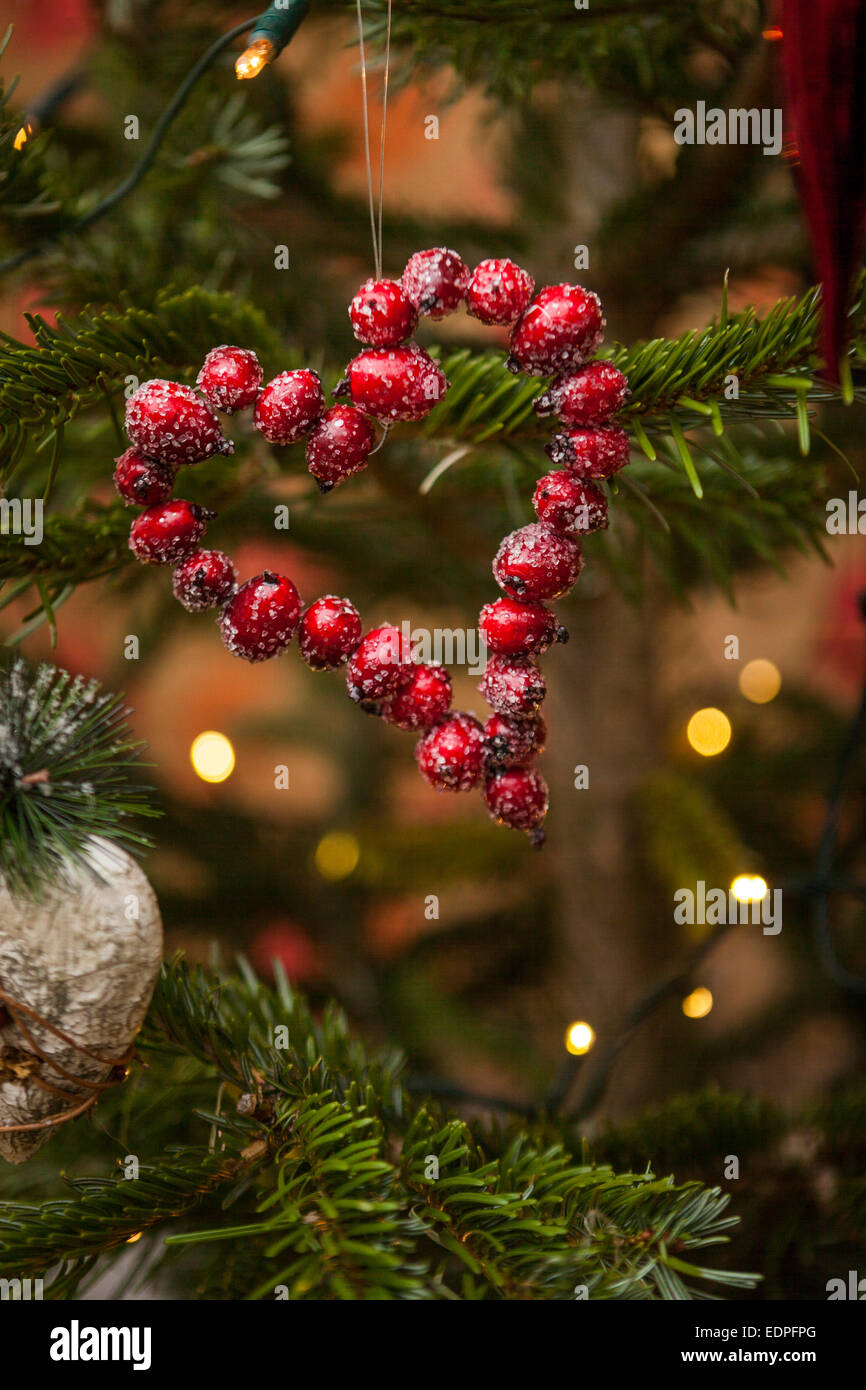 Heart-shaped Christmas tree decoration Stock Photo