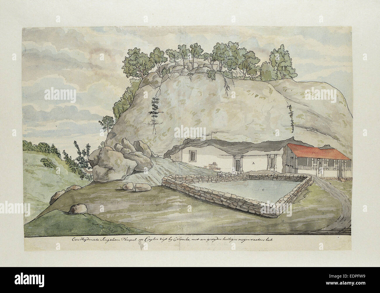 Sinhalese sanctuary in Ceylon Sri Lanka, Jan Brandes, Anonymous, 1785 Stock Photo