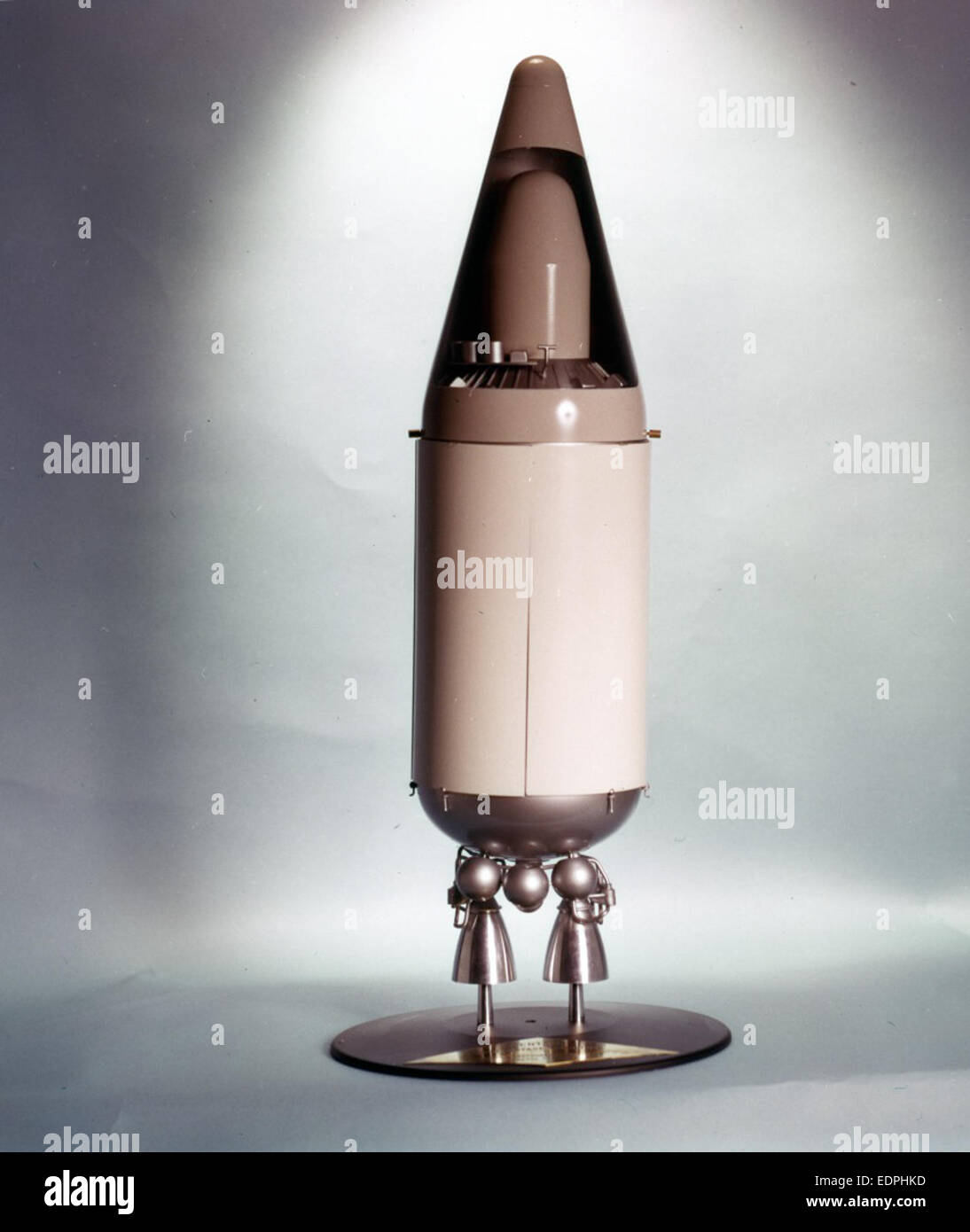 This image features the Centaur upper stage, designated as 14 001358 3, used in a variety of space missions. The Centaur has been a key component in launching satellites and space probes, known for its reliable and efficient propulsion capabilities. Stock Photo