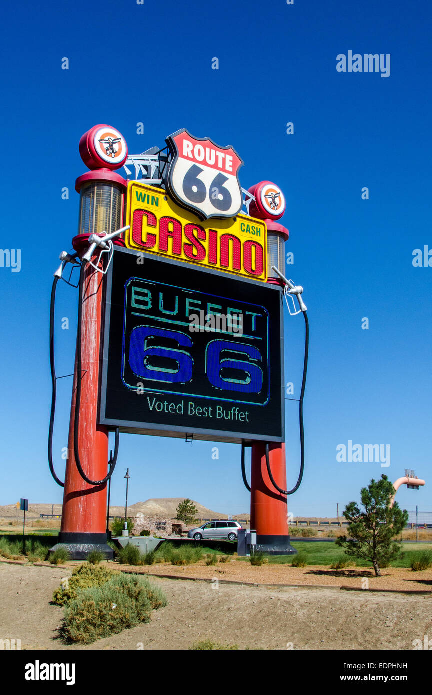 Route 66 Neon Casino road side sign New Mexico Stock Photo