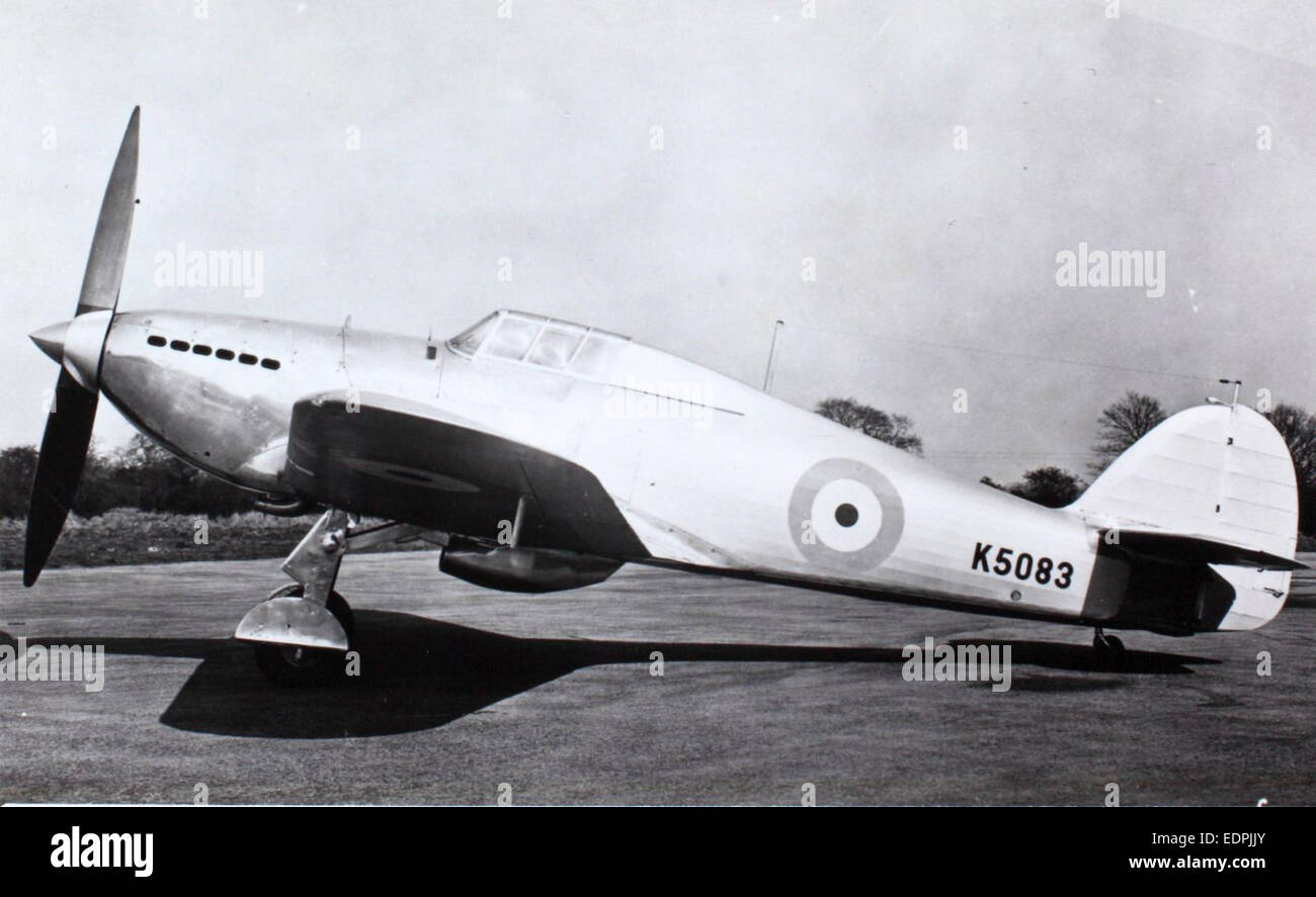 This image shows the Hawker Hurricane prototype K5083, an iconic ...