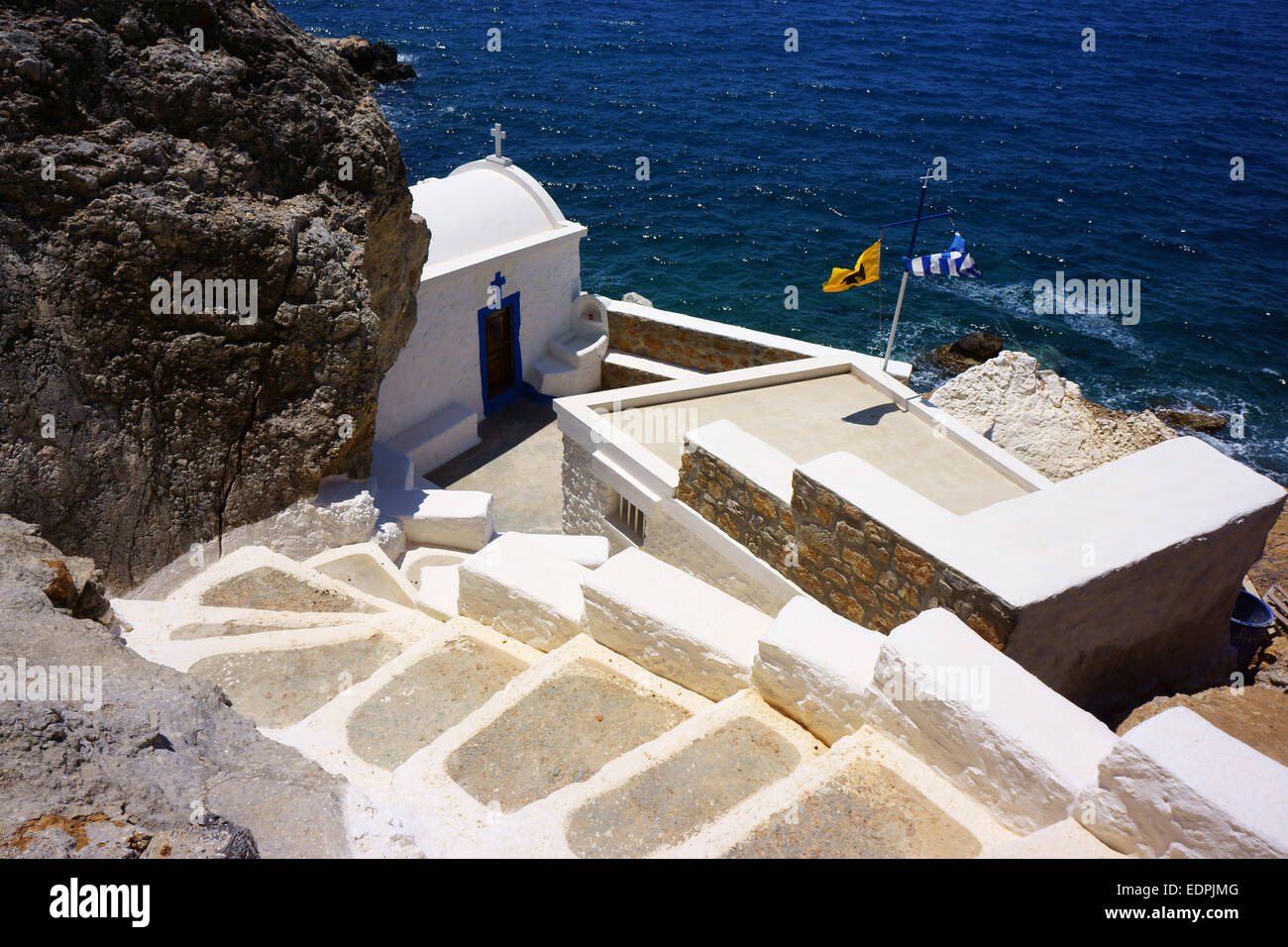 Small Greek Orthodox Chapel on Island Telendos,Greece Stock Photo