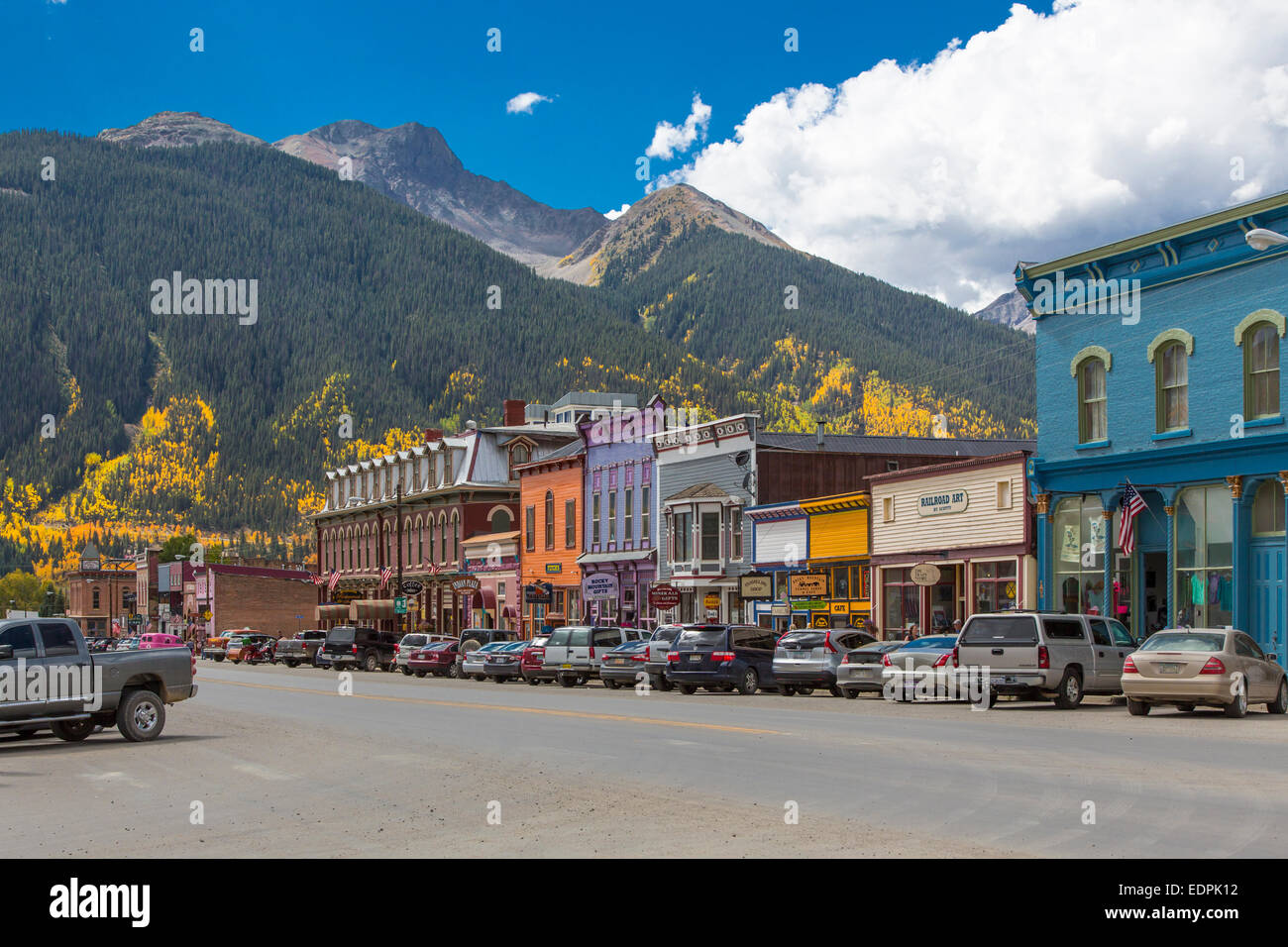Historic old town of Silverton in The San Juan Mountains of Colorado Stock Photo