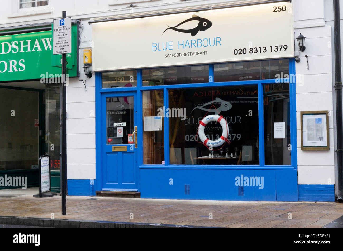 Blue Harbour seafood restaurant in Bromley High Street, south London. Stock Photo