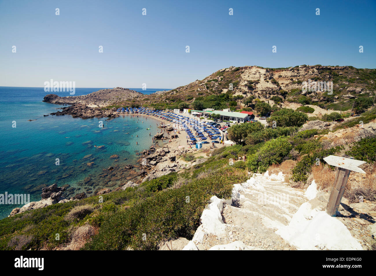 Ladiko bay beach near Faliraki, Rhodes island, Greece Stock Photo