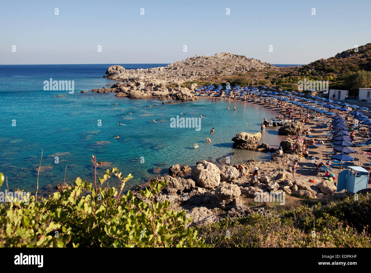 Ladiko bay beach near Faliraki, Rhodes island, Greece Stock Photo