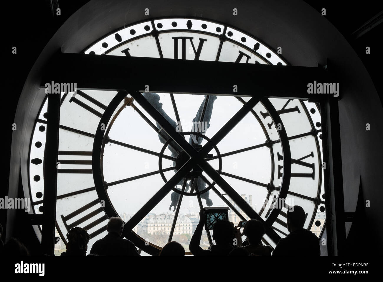 Huge clock at Museum/ Musée d'Orsay a museum in Paris,on left bank of Seine. Housed in the former Gare d'Orsay rail station.quirky Stock Photo