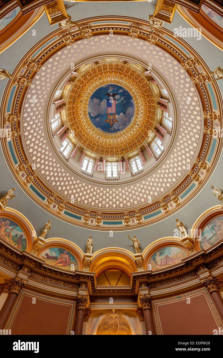 Interior of the Capitol Dome. Iowa State Capitol, Des Moines. Stock Photo