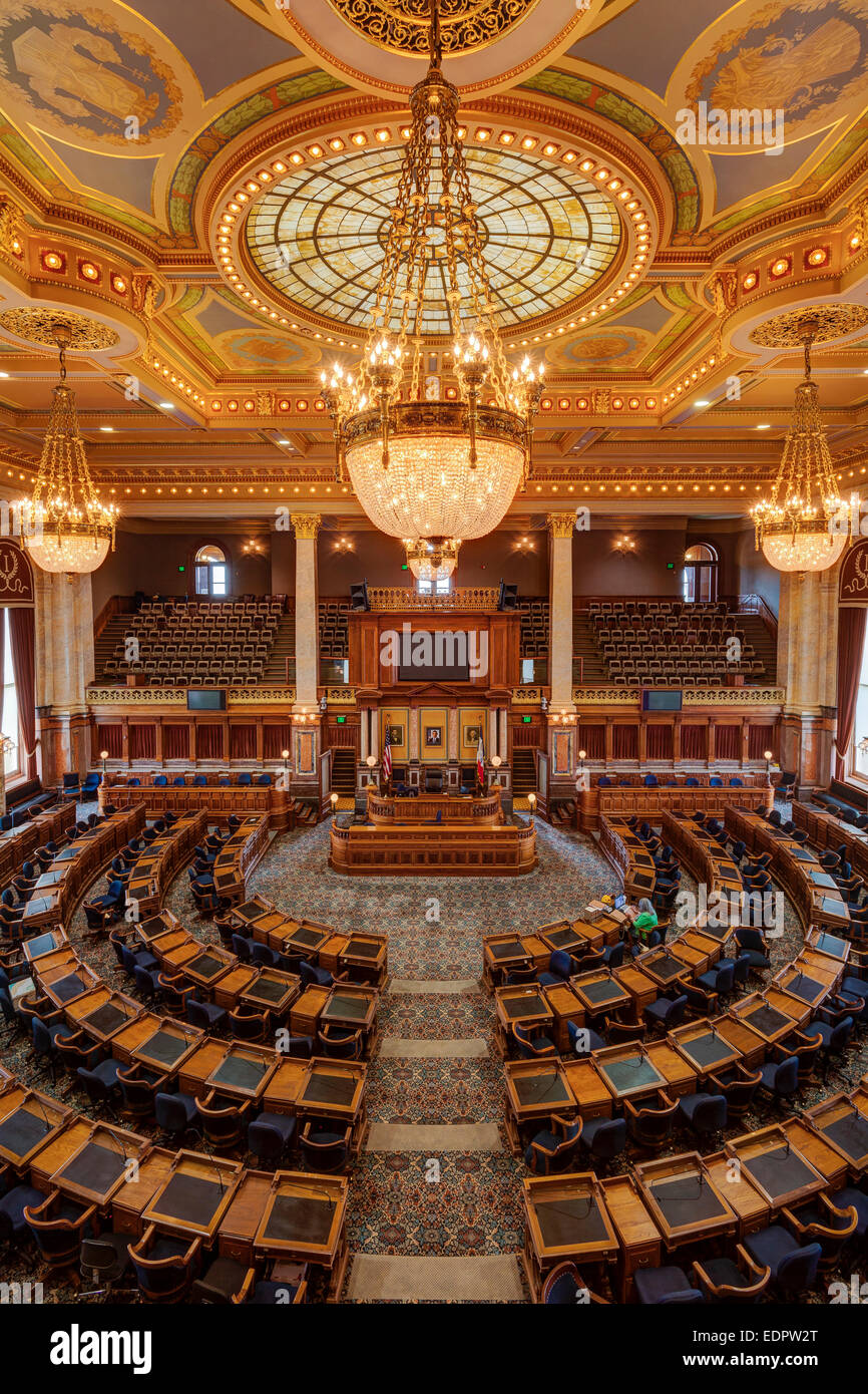 House of Representatives chamber at the Iowa State Capitol. Des Moines, Iowa. Stock Photo