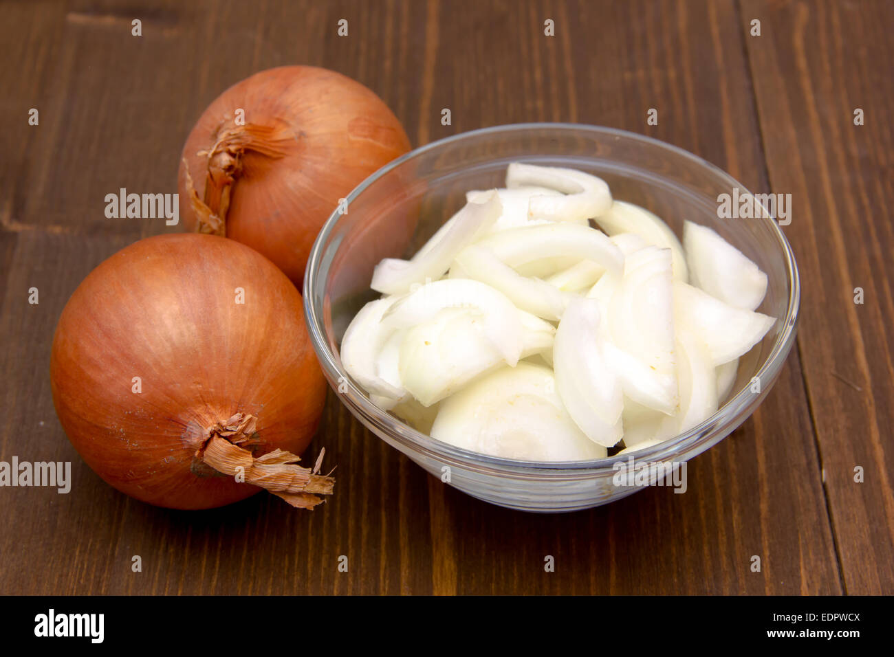 Sliced fresh onion on wooden hi-res stock photography and images - Alamy