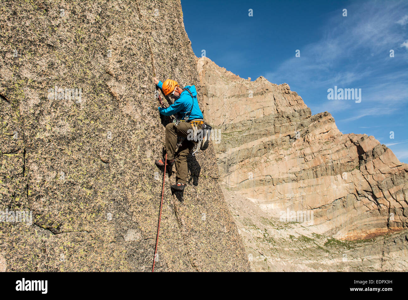A man rock climbing in Rocky Mountain National Park, Estes Park, Colorado Stock Photo Alamy