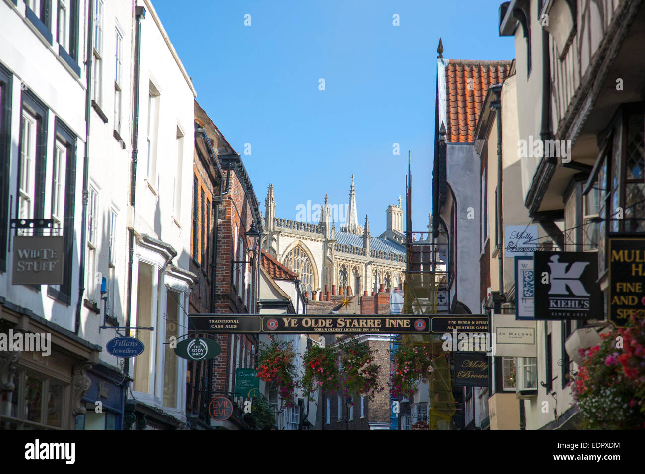 York England view looking up toward minster on stonegate Stock Photo