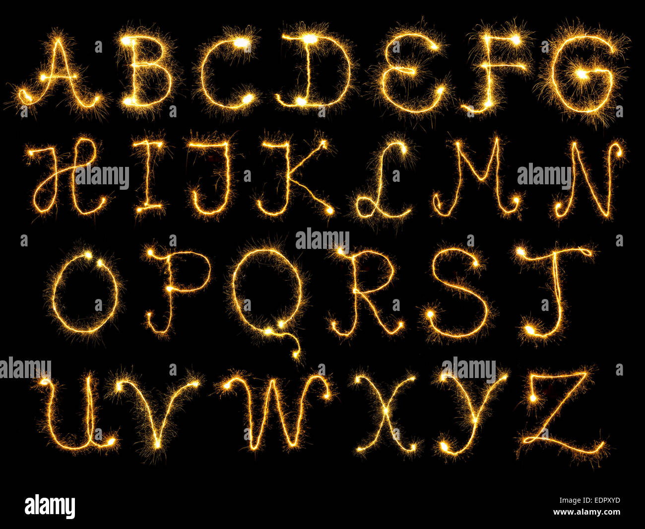 Spark alphabet over black background Stock Photo