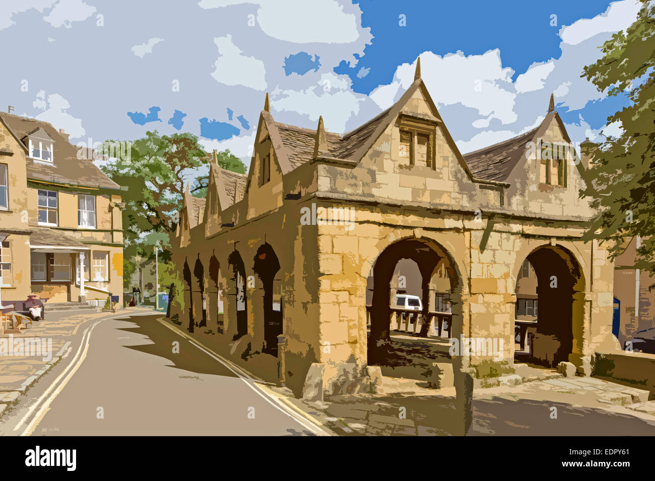 The Old Market Hall (1627) in the Cotswold market town of Chipping