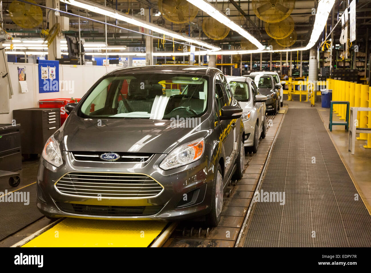 Wayne, Michigan - The Ford C-Max Hybrid at Ford's Michigan Assembly Plant. Stock Photo