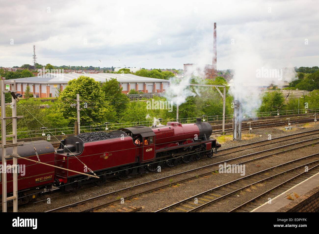LMS Jubilee Class 45699 Galatea a special charter steam train north of