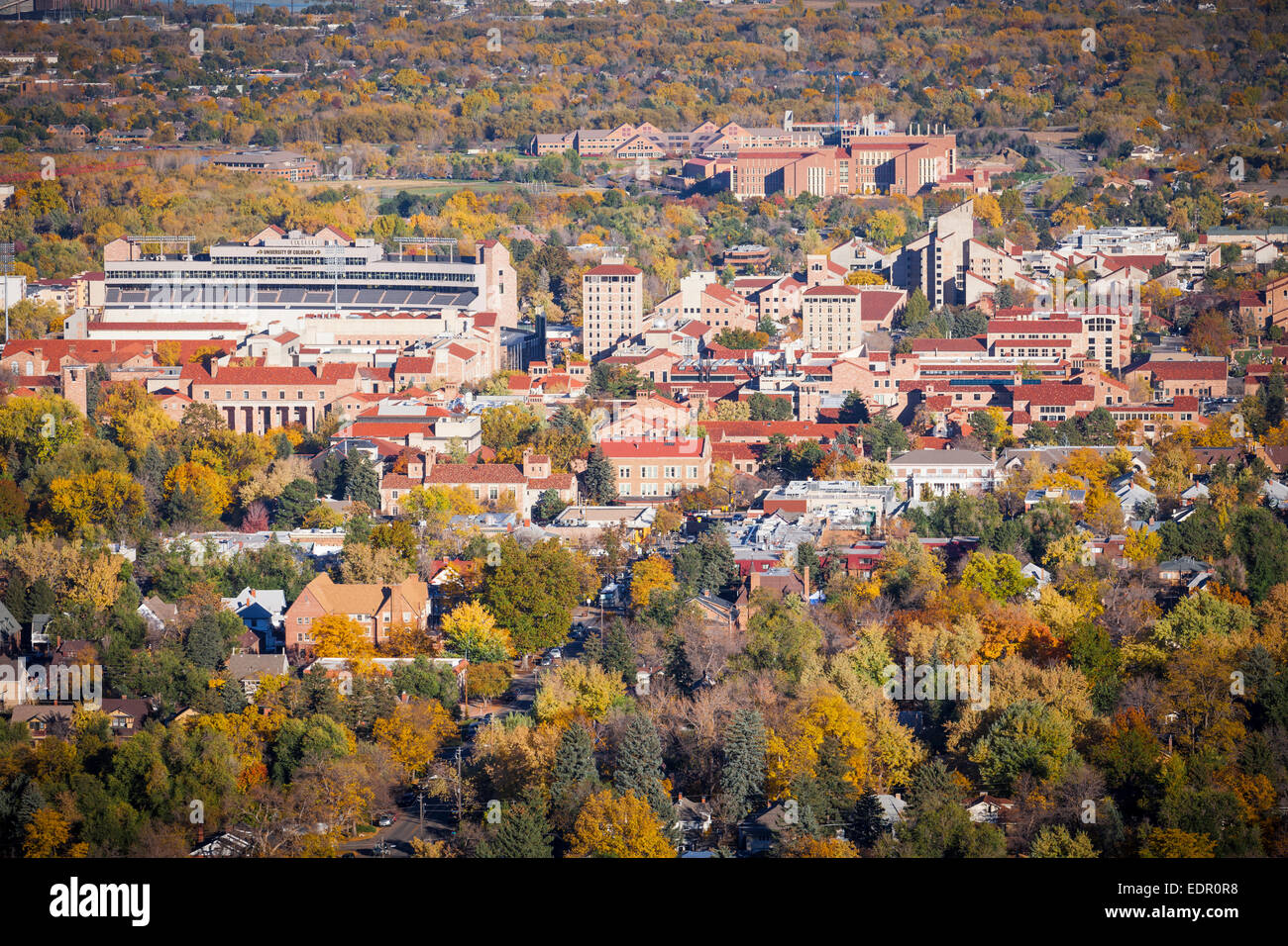Aerial view of CU Boulder in fall Stock Photo Alamy