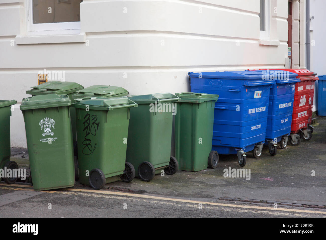 Recycling bins, England, UK Stock Photo Alamy