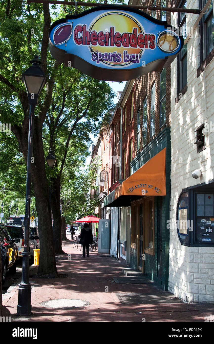 Baltimore, Maryland, Fells Point, street scene with sports bar, Irish