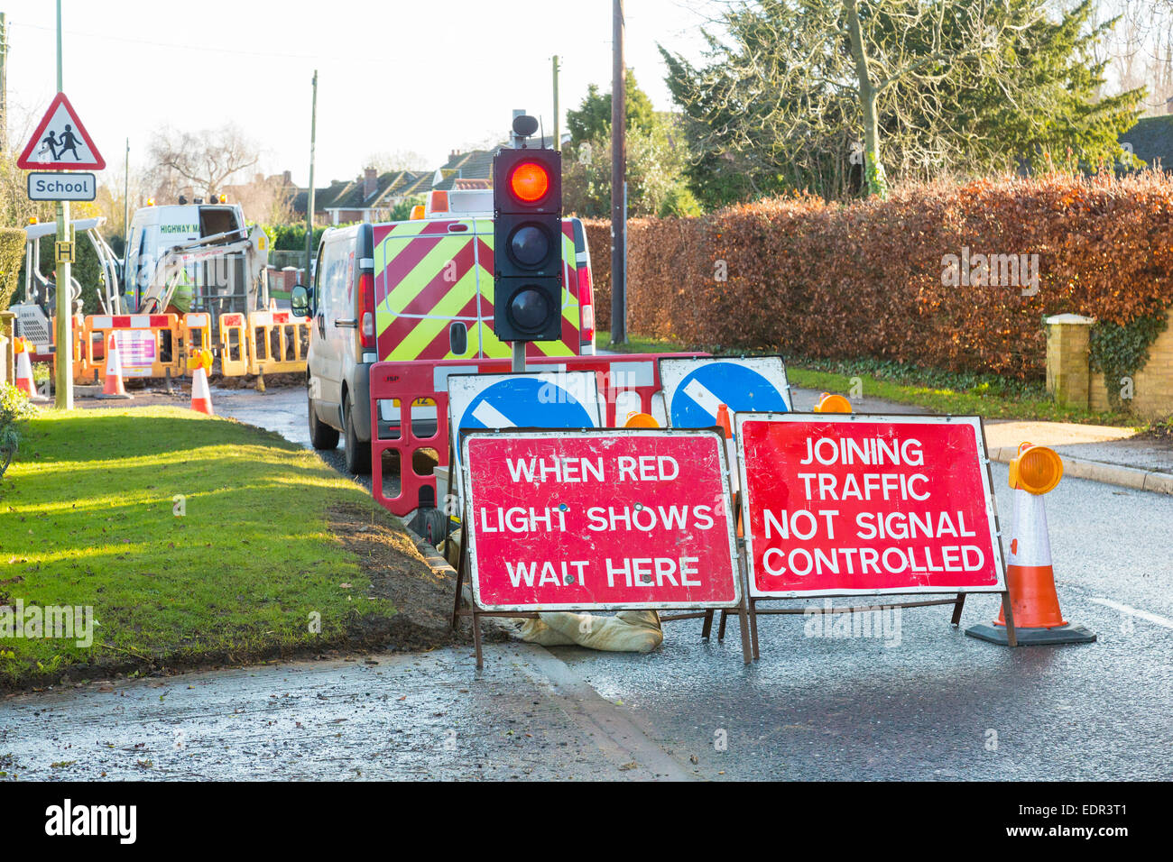 Roadworks in the UK Stock Photo - Alamy