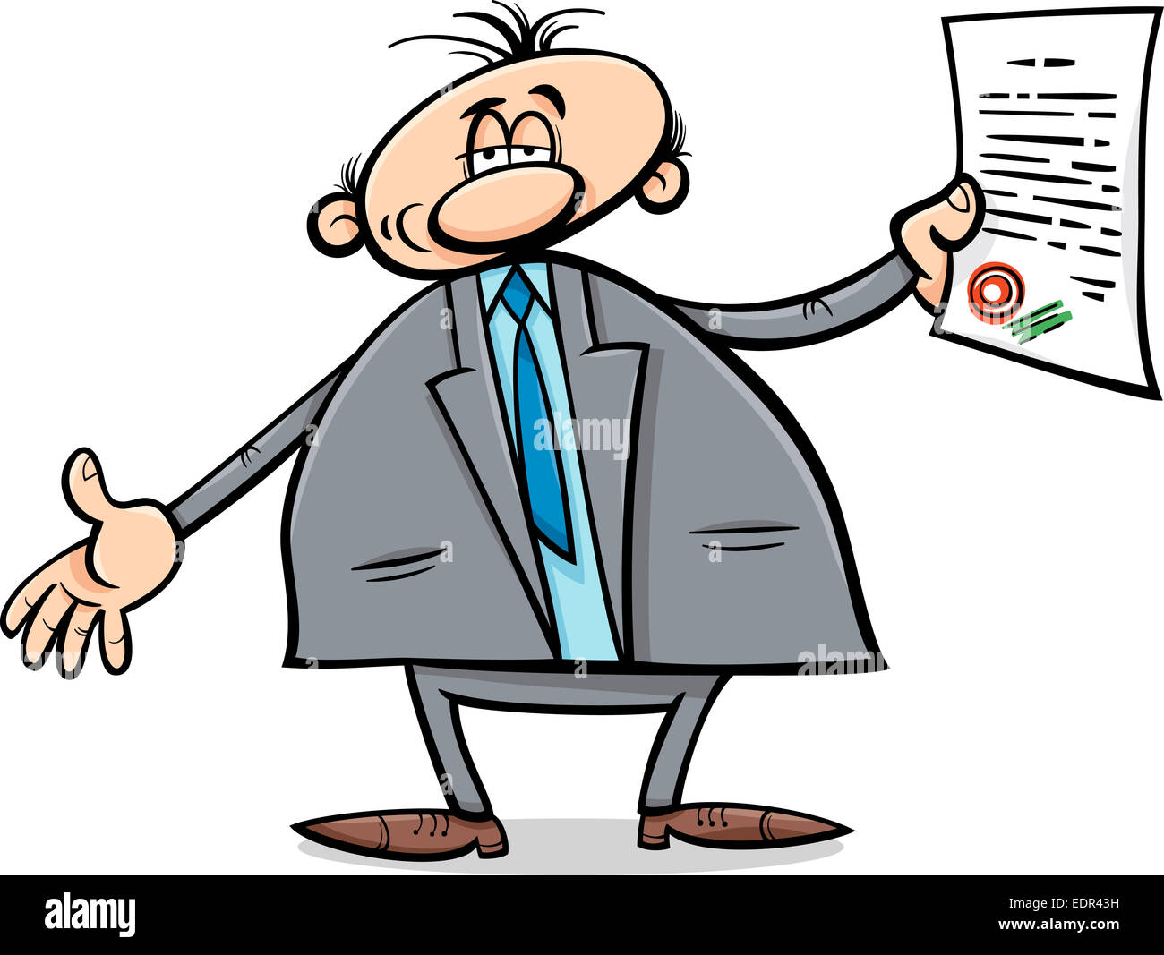 Cartoon Illustration of Man or Businessman in Suit with Diploma or ...