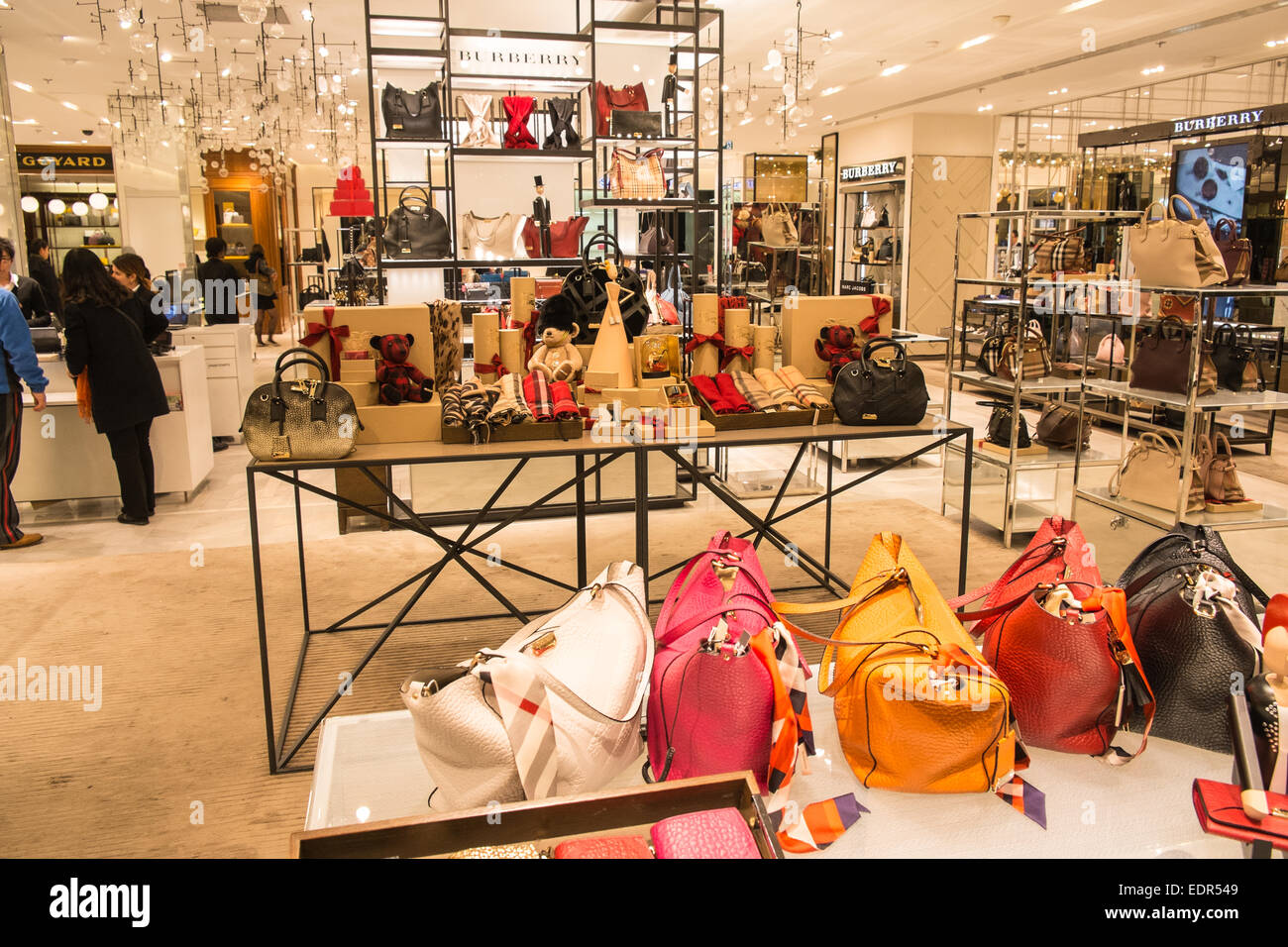 Popular brand in particular favoured by Asian tourists Burberry handbags on  sale at Printemps Department Store,Paris,France,French,Europe,European  Stock Photo - Alamy