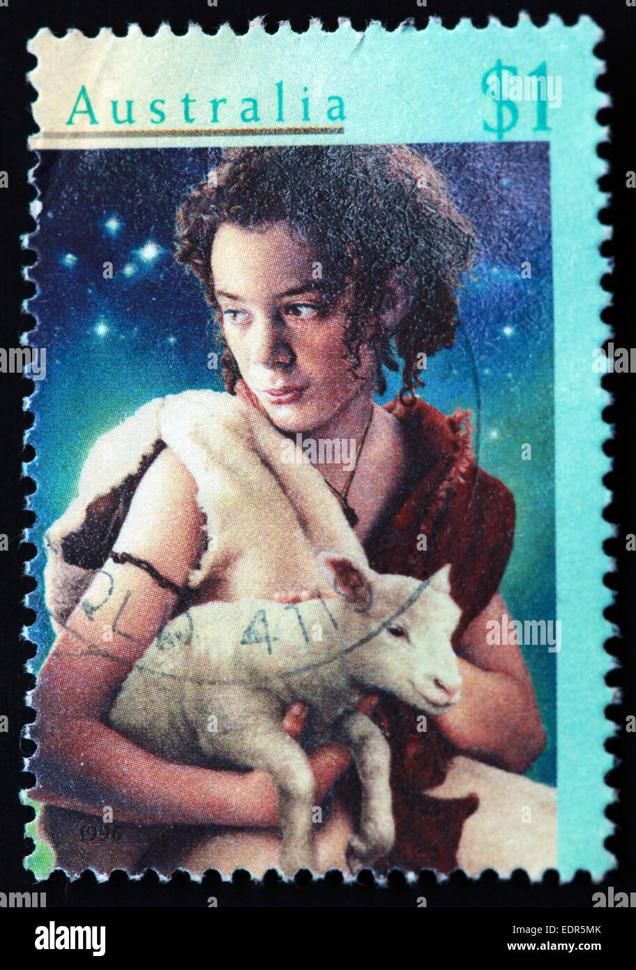 Used and postmarked Australia / Austrailian Stamp 1996 $1 Xmas Stock Photo