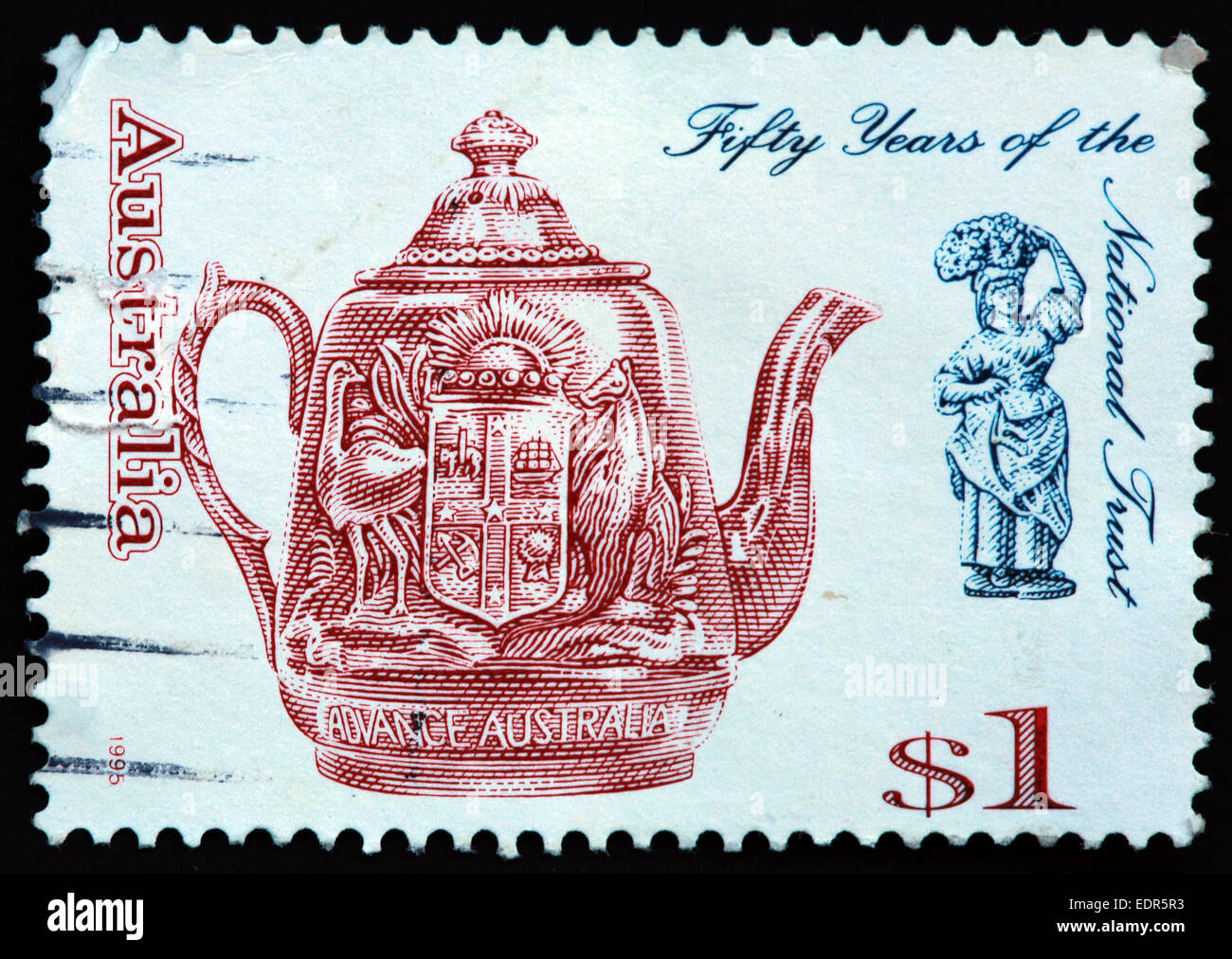 Used and postmarked Australia / Austrailian Stamp $1 1995 fifty 50 year sof the national trust advance Australia Stock Photo