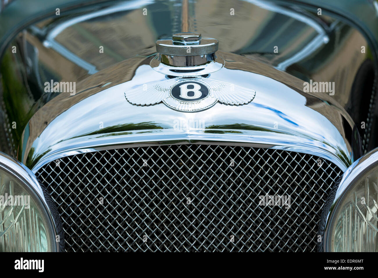 Vintage Bentley four and a half litres luxury car built in 1929 with AA -Automobile Association - RAC - Royal Automobile Club - Stock Photo