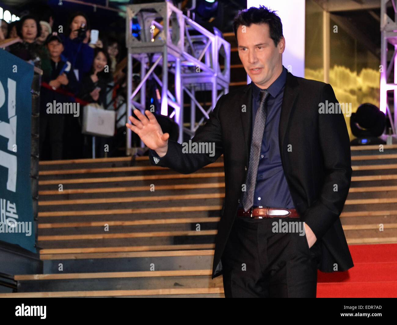 Seoul, South Korea. 8th Jan, 2015. Actor Keanu Reeves attends a premiere for his new film 'John Wick' at the Megabox COEX mall in Seoul, South Korea, on January 8, 2015. Credit:  AFLO/Alamy Live News Stock Photo