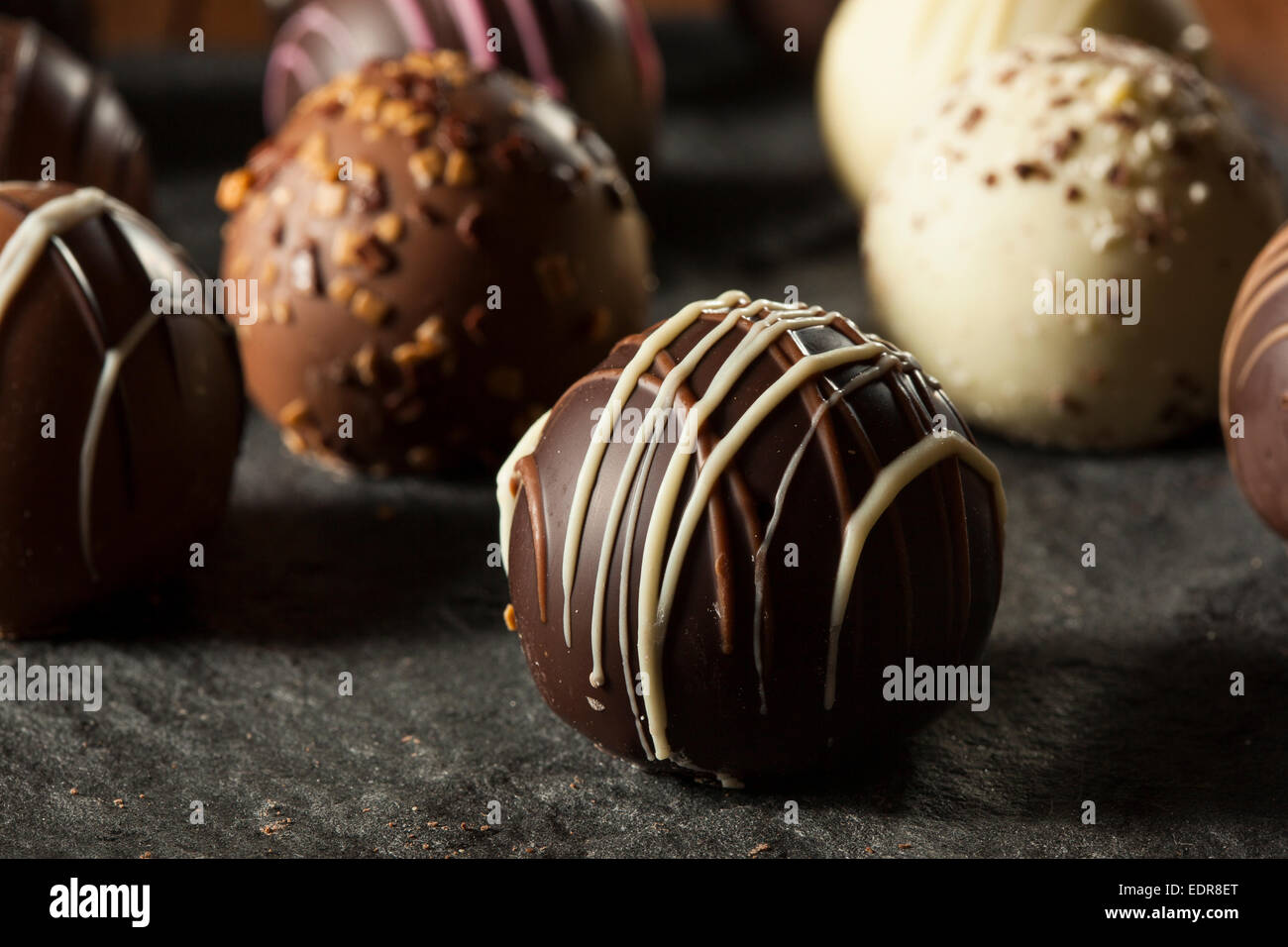 Fancy Dark Chocolate Truffles Ready to Eat Stock Photo Alamy
