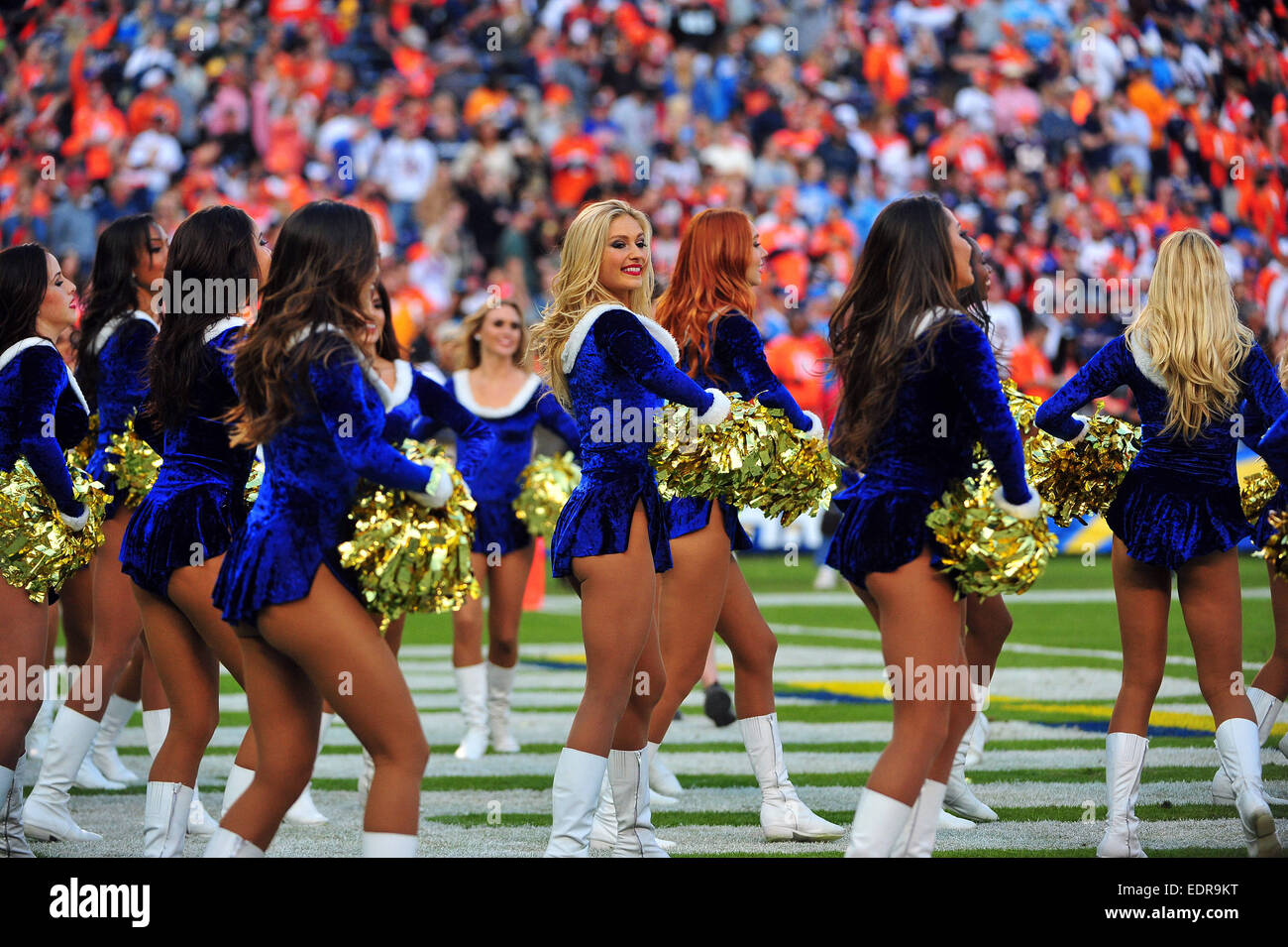December 14, 2014 San Diego Chargers cheerleaders during the NFL Football game between the Denver Broncos and the San Diego Chargers at the Qualcomm Stadium in San Diego, California.Charles Baus/CSM Stock Photo