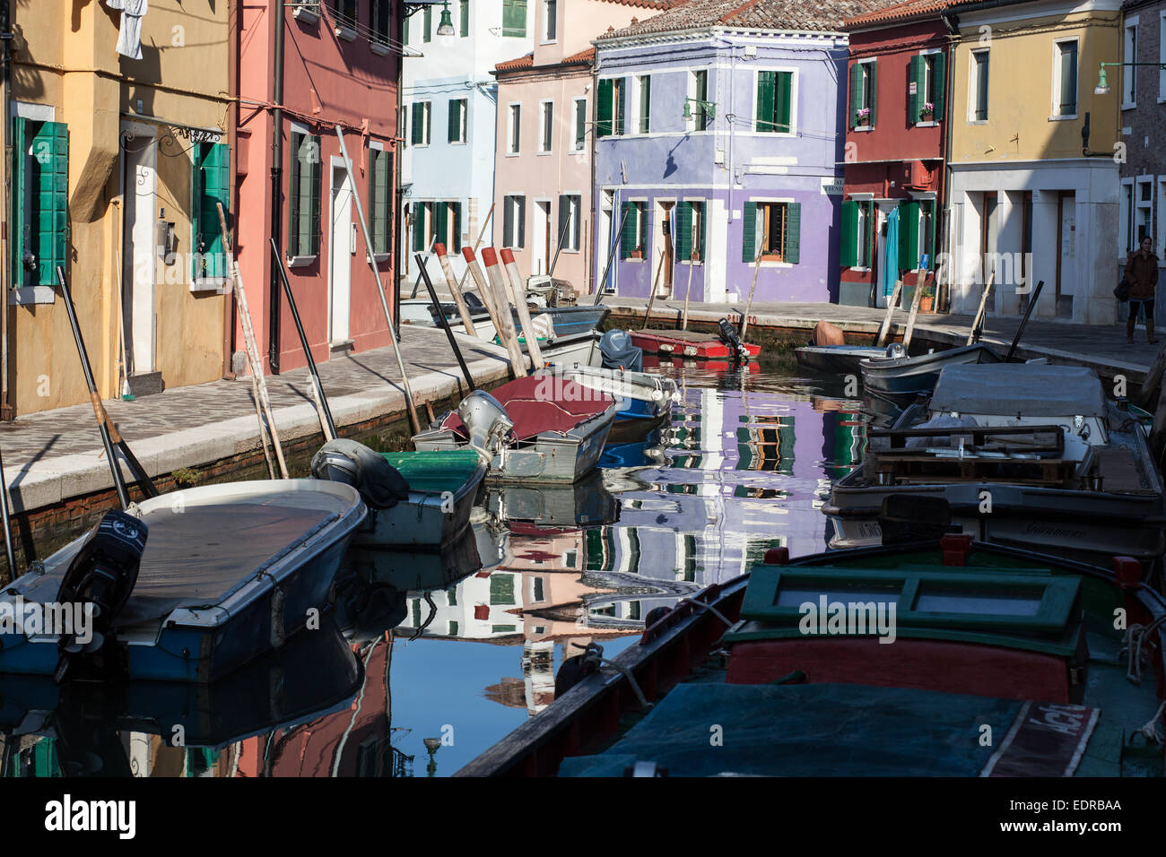 Characteristic coloured houses in Burano Veneto, Italy Stock Photo