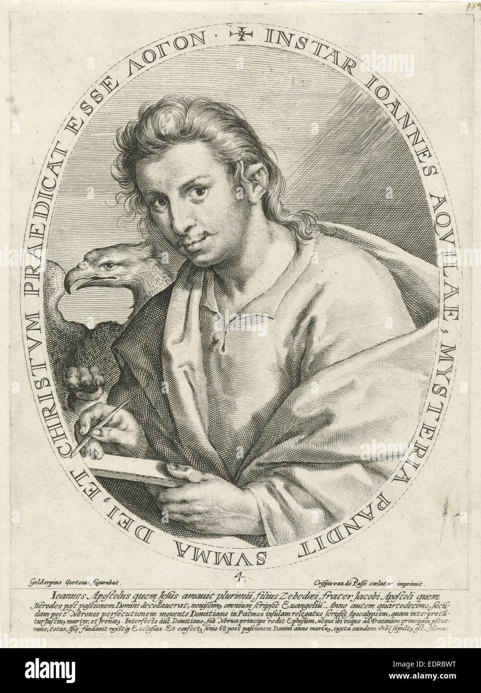 Evangelist John, Crispijn van de Passe (I), 1574 - 1637 Stock Photo