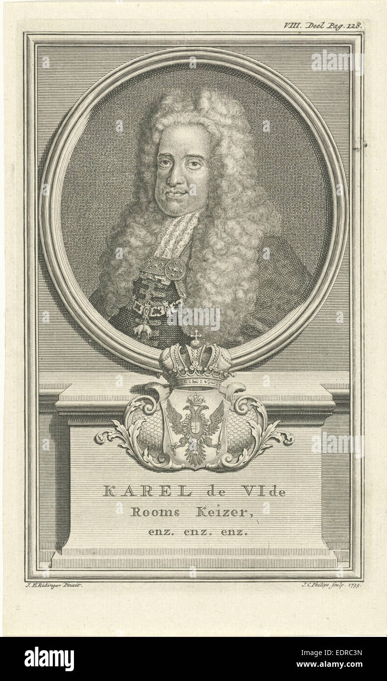 Portrait of Charles VI, Jan Caspar Philips, 1735 Stock Photo