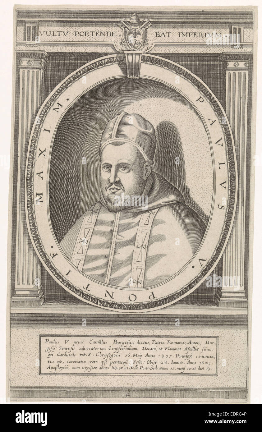 Portrait of Pope Paulus V, Friedrich van Hulsen, 1590 - 1665 Stock Photo