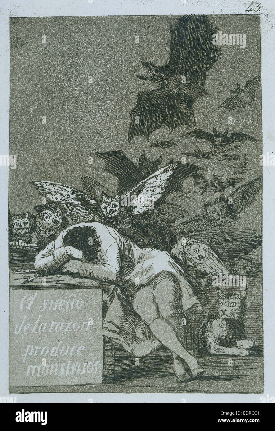 The Sleep of Reason Produces Monsters, Francisco José de Goya y Lucientes, 1797 - 1799 Stock Photo