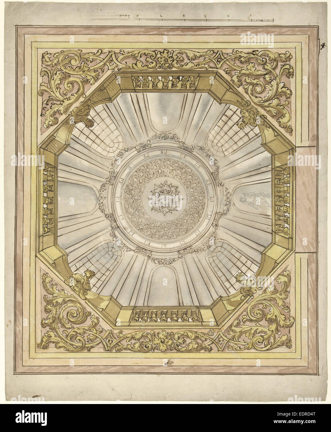 Design For A Ceiling Painting With Illusionistic Dome Stock Photo