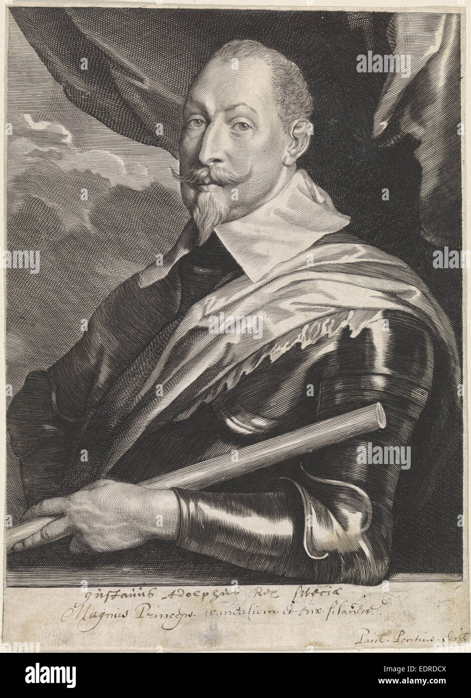Portrait of Gustavus Adolphus, King of Sweden, Paulus Pontius, Anthony van Dyck Stock Photo
