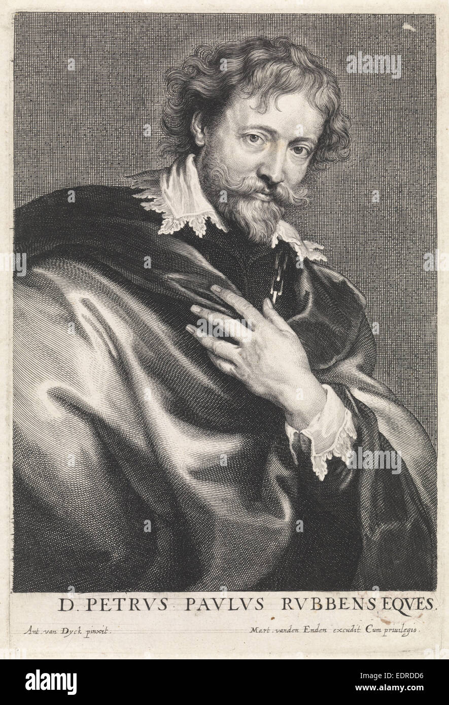 Portrait of the Painter Peter Paul Rubens, Paulus Pontius, Martinus van den Enden Stock Photo