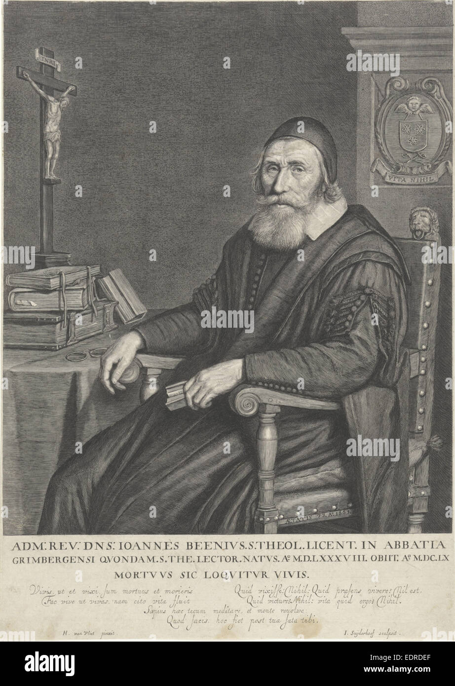 Portrait of John Beenius, Jonas Suyderhoef, 1665 - 1686 Stock Photo