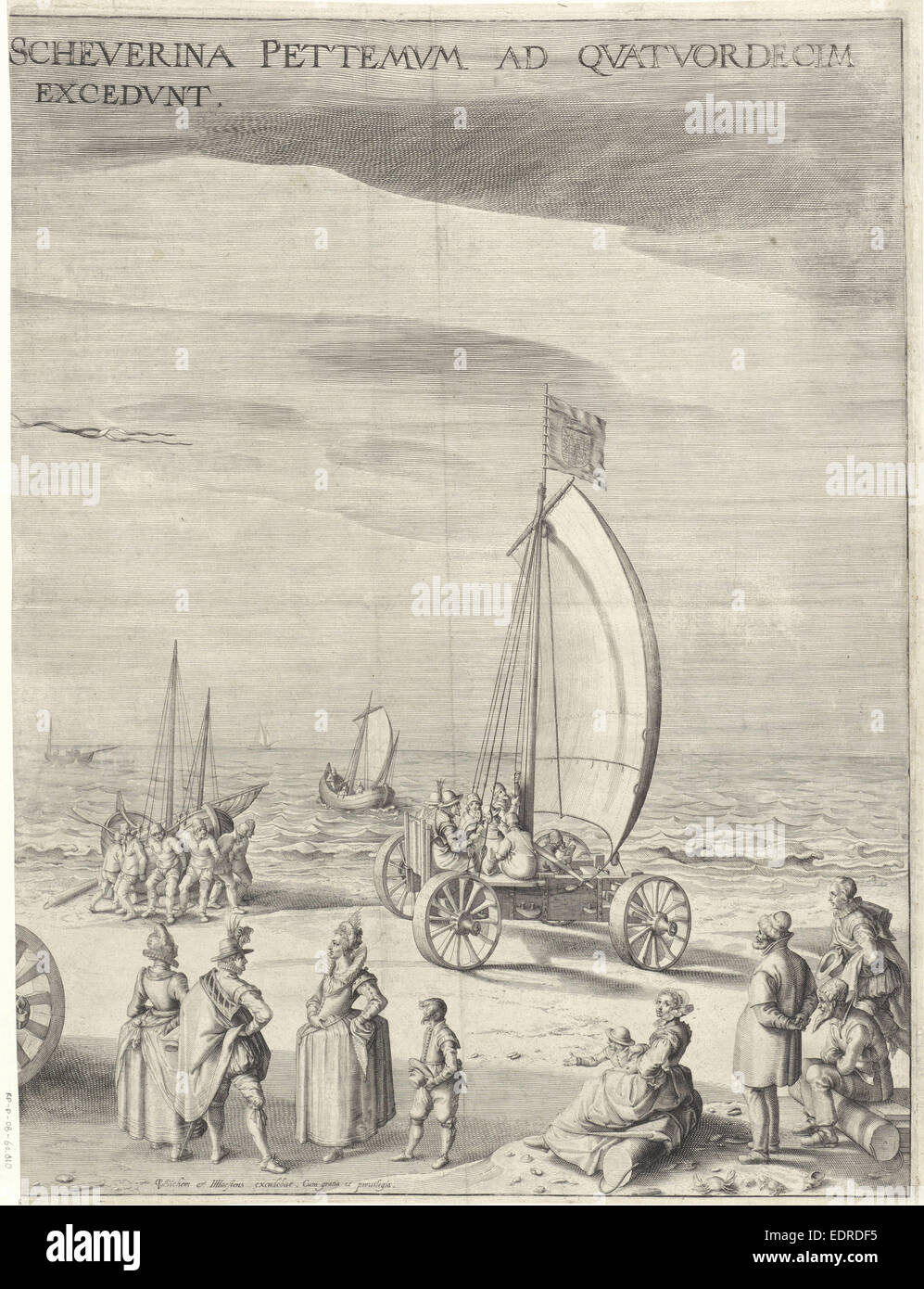 Sailing Chariot of Simon Stevin (right panel), 1602 Stock Photo