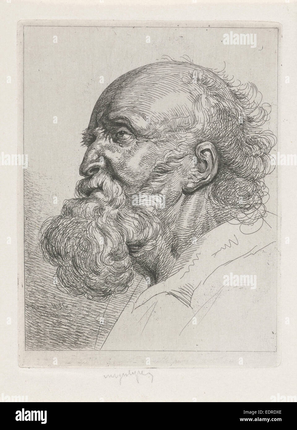 Portrait of an old man with beard, Jean Zacherie Mazel, Izaak Riewert Schmidt, Peter Paul Rubens Stock Photo