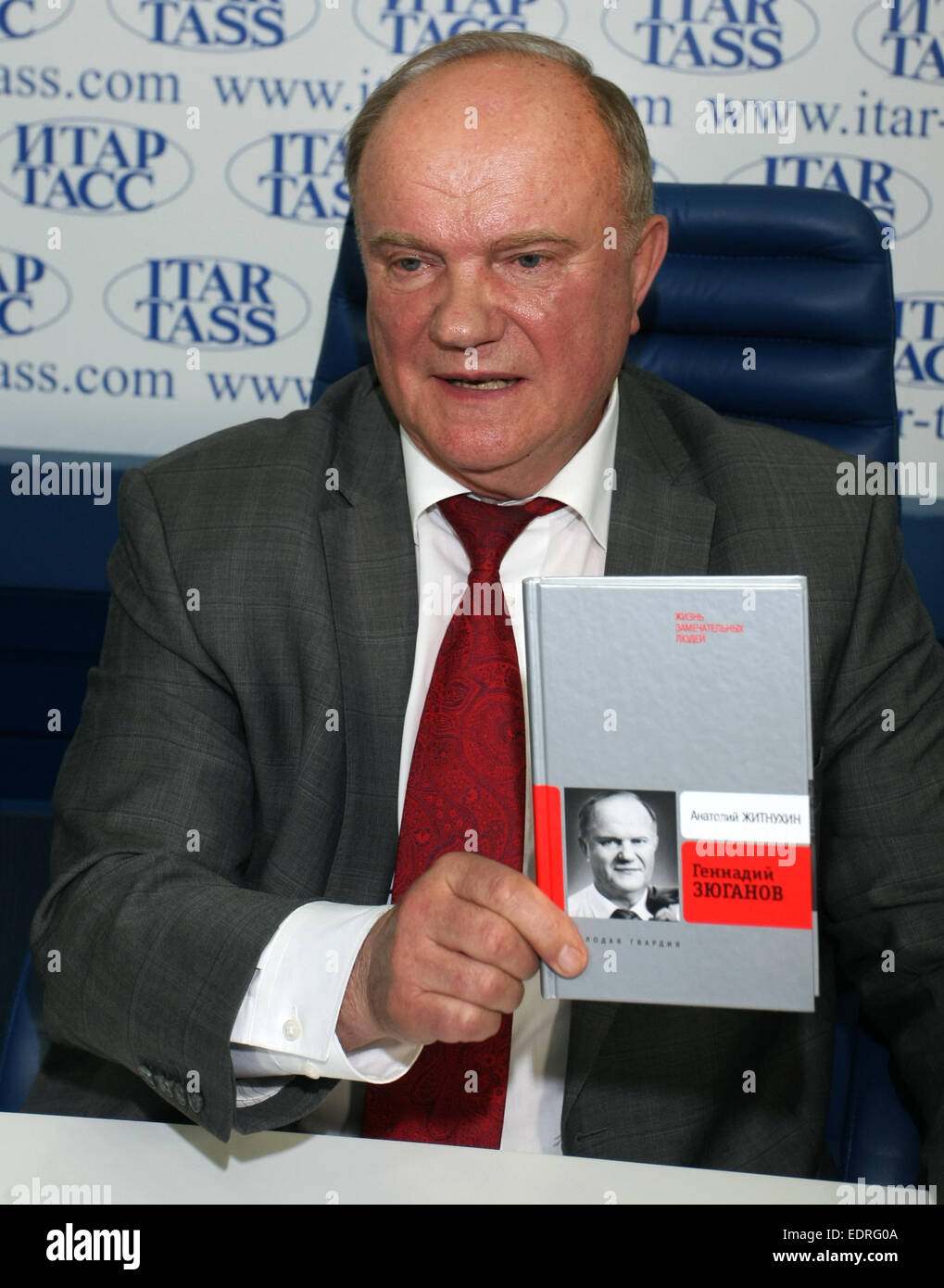 Gennady Zyuganov signs copes of his new book  Featuring: Gennady Zyuganov Where: Moscow, Russian Federation When: 11 Jun 2014 Stock Photo